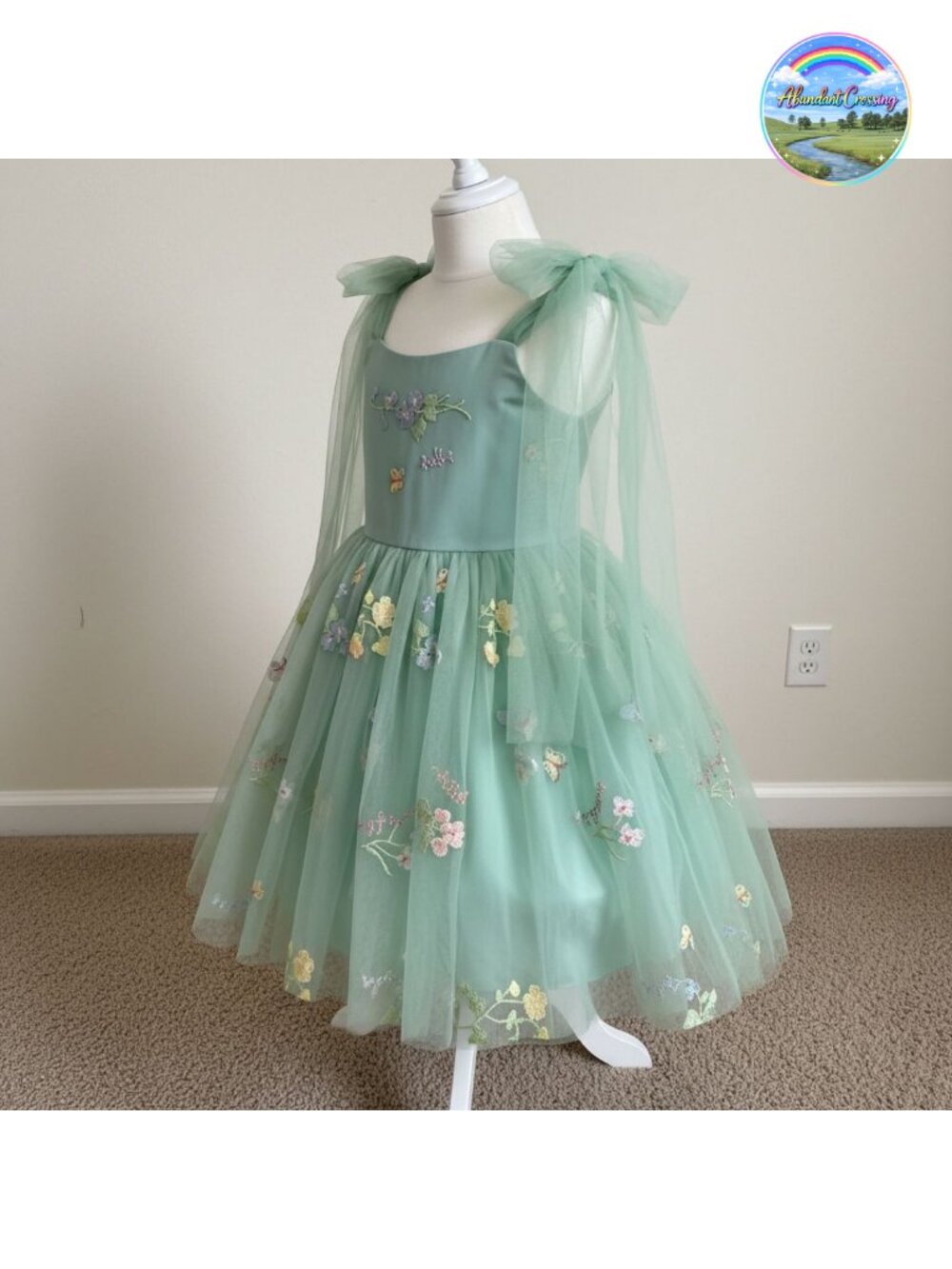 Toddler Flower Girl Dress Embroidered Tulle A-Line Sleeveless Formal